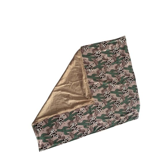 Cow Print & Cactus Patterned Reversible Bandana Scarf - Picture 4 of 4